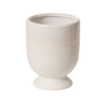 5.5"H X 4.25" WHITE CERAMIC PEDESTAL LANEY VASE