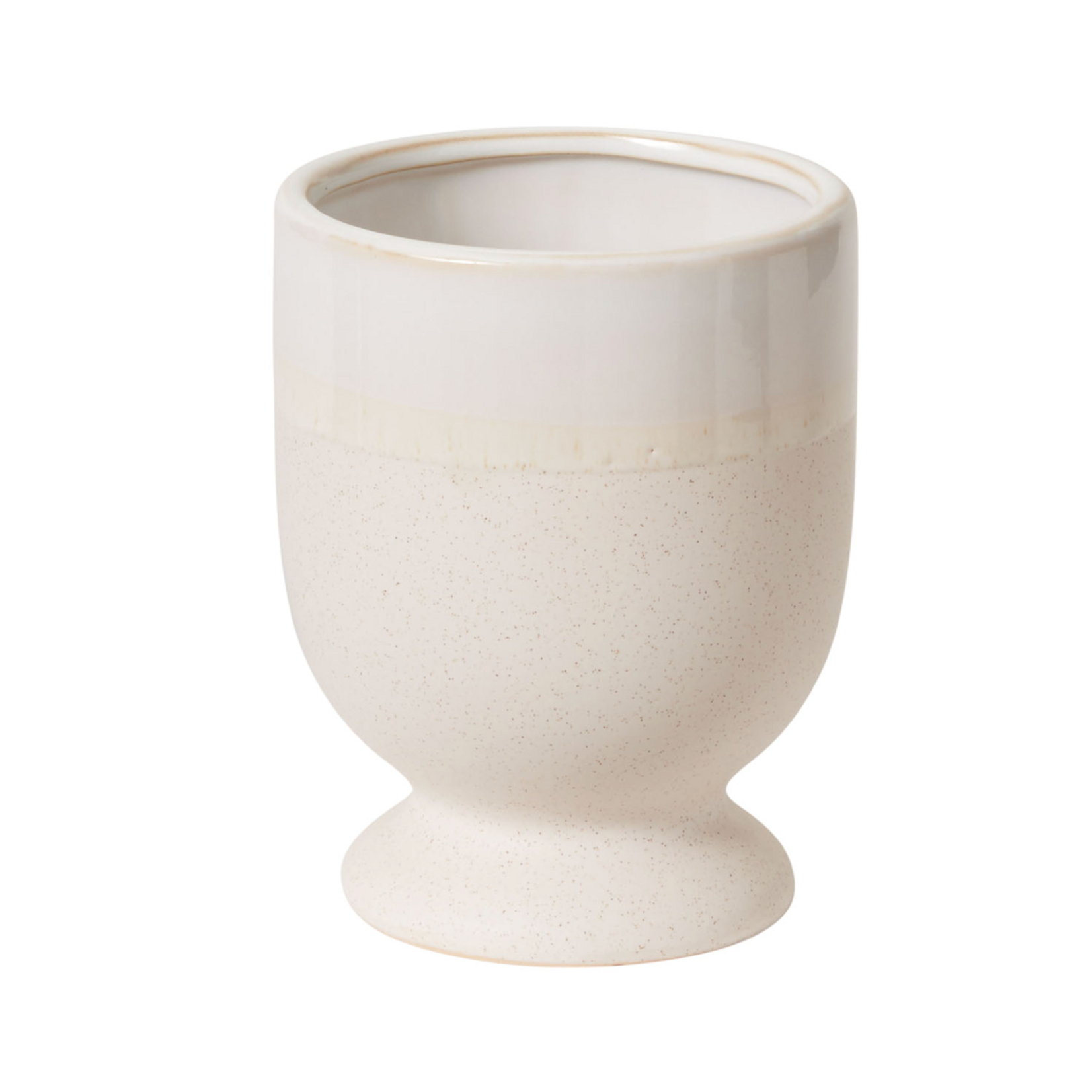 6.5"H X 5" WHITE CERAMIC PEDESTAL LANEY VASE