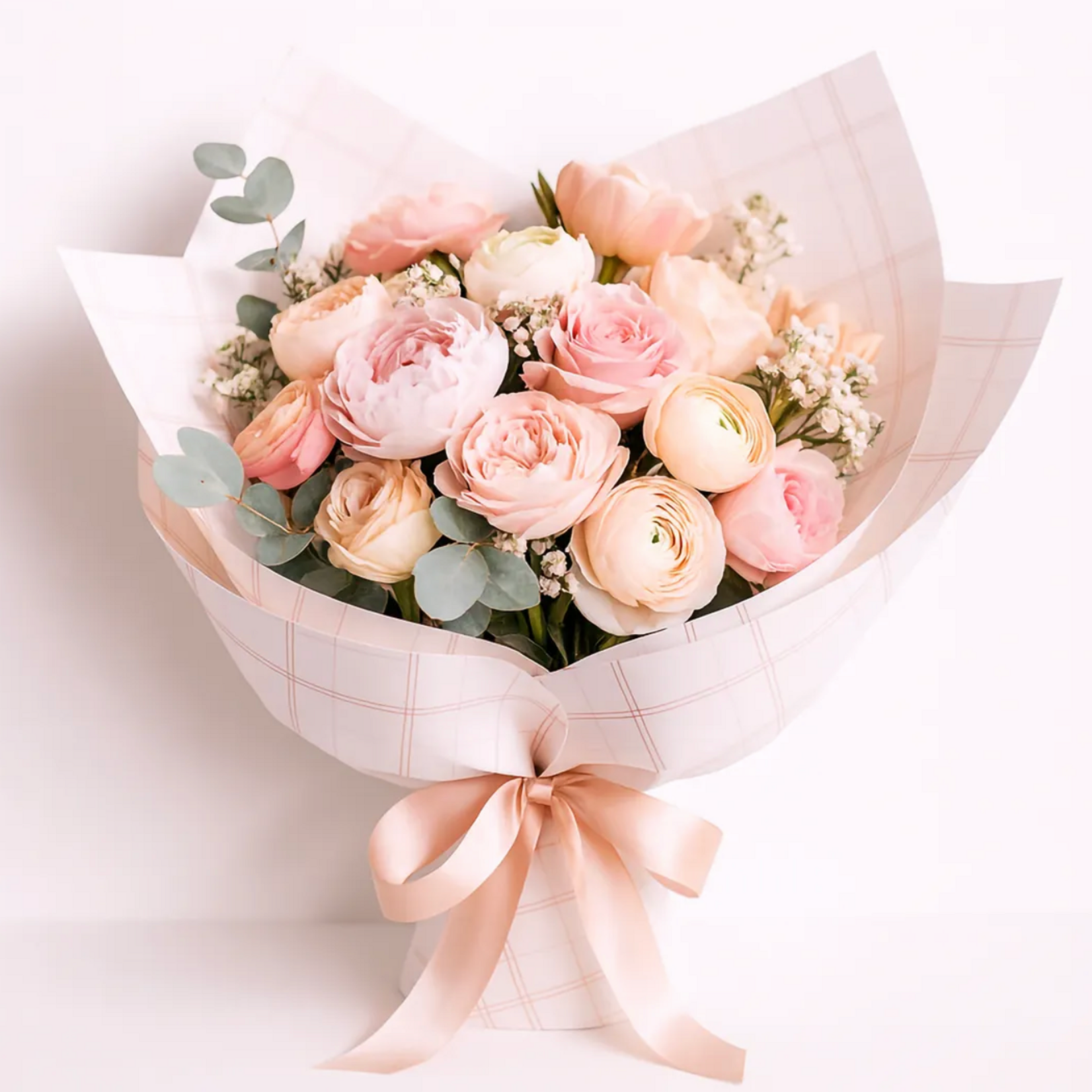 22.5" X 22.5" PINK CHECKER PATTERN FLORAL PAPER 20PER PACK