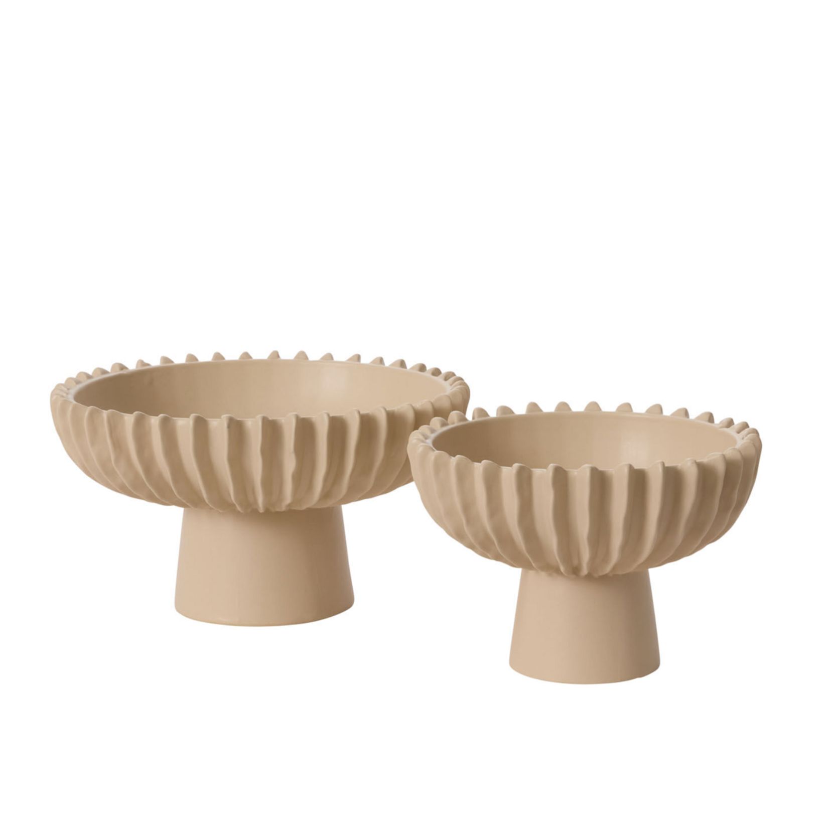 OFF-WHITE CERAMIC BELDEN FOOTED COMPOTE BOWL