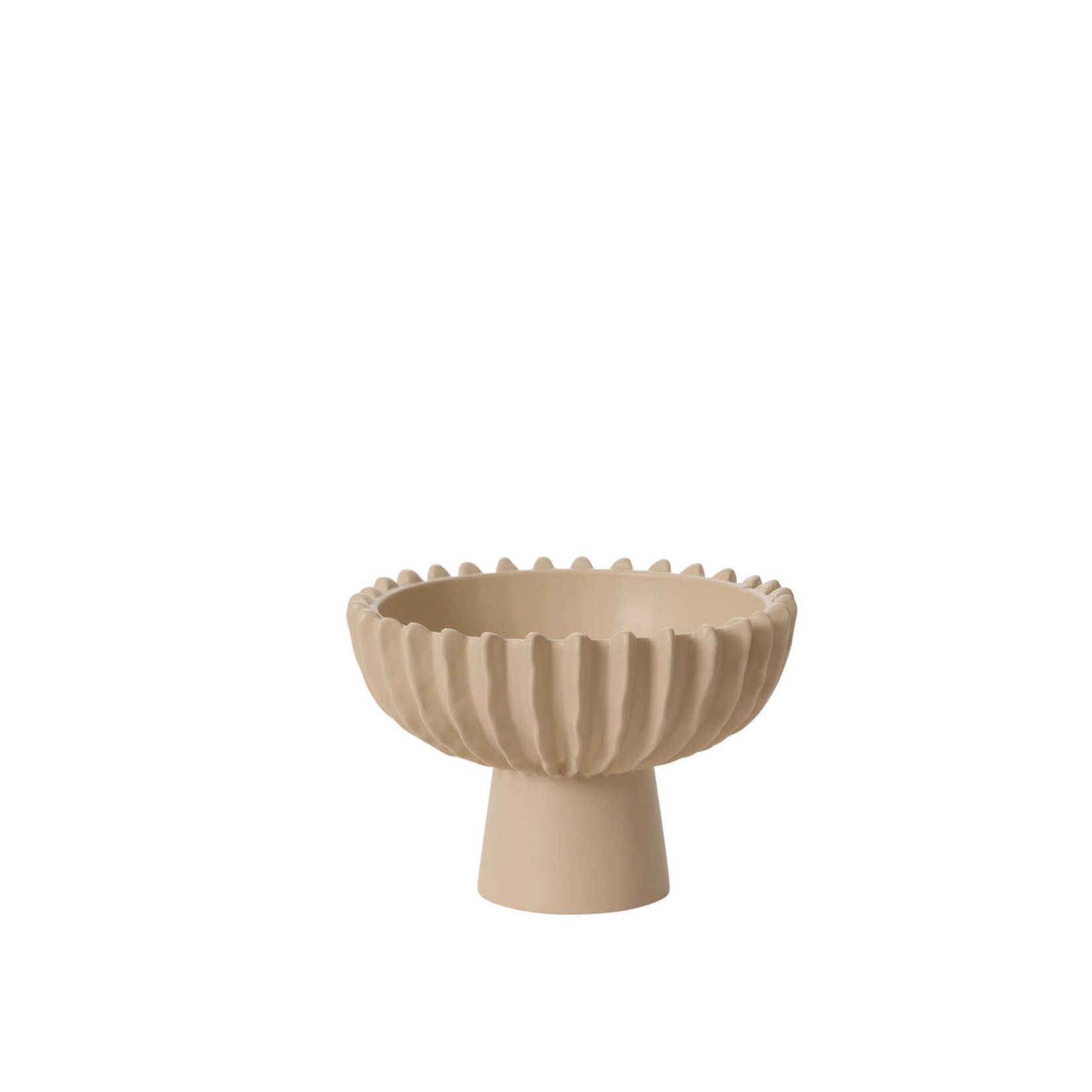 OFF-WHITE CERAMIC BELDEN FOOTED COMPOTE BOWL