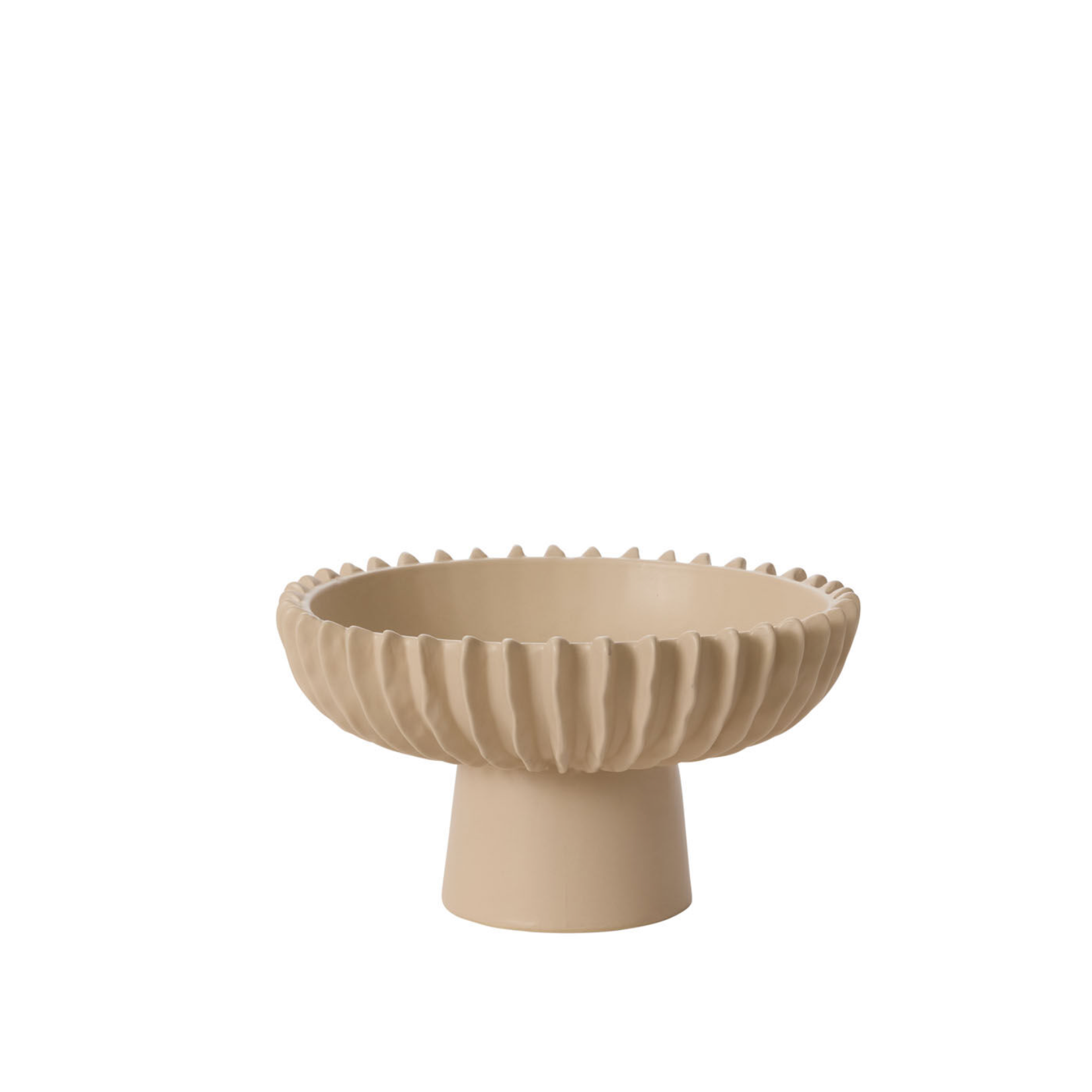 OFF-WHITE CERAMIC BELDEN FOOTED COMPOTE BOWL