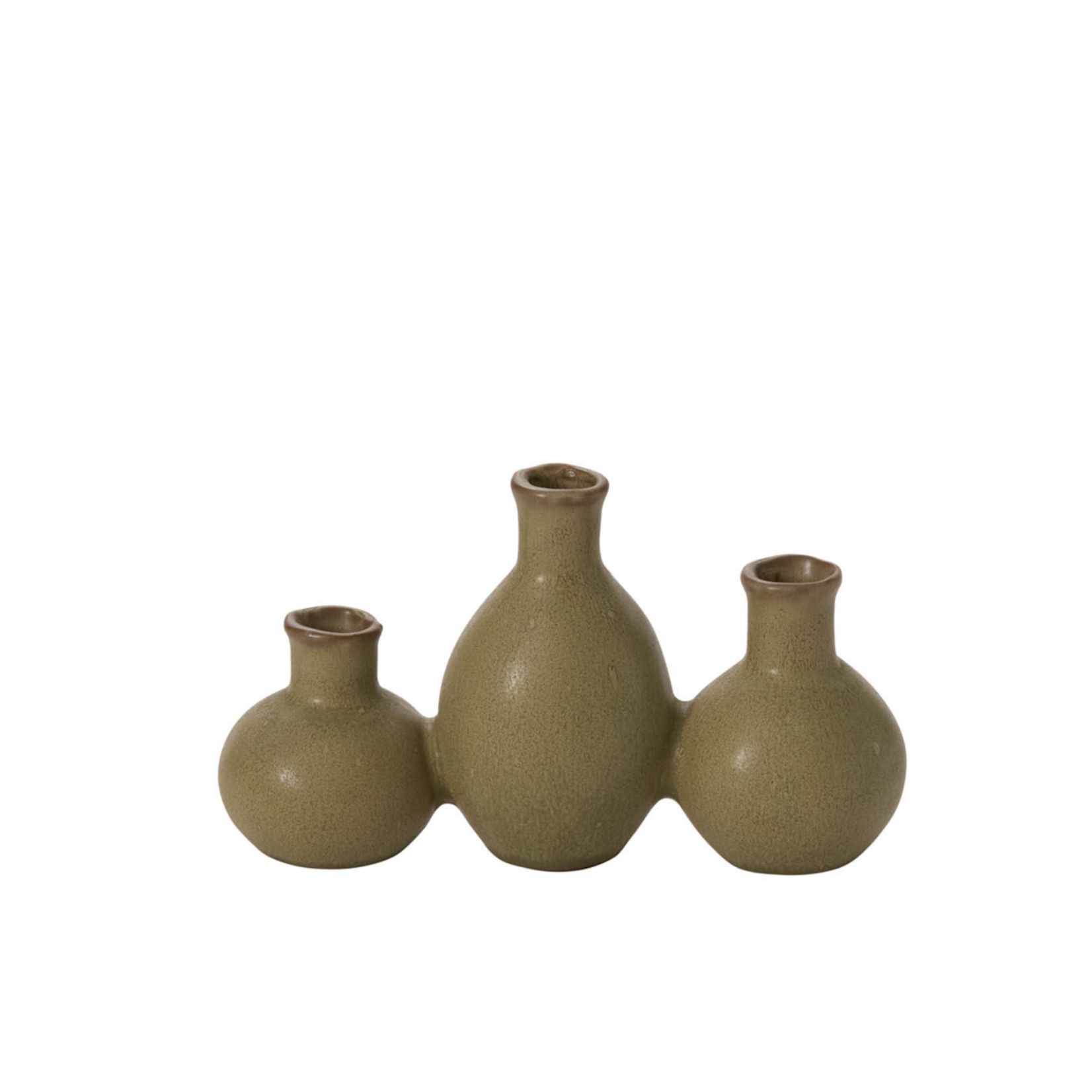 4.5”H X 2.5” X 7.5”L GREEN CERAMIC THYME BUDVASE