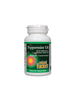Natural Factors Natural Factors Peppermint Oil with Oregano & Caraway Seed Oils Enteric-coated 60 softgels