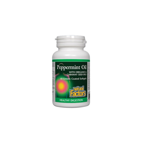 Natural Factors Natural Factors Peppermint Oil with Oregano & Caraway Seed Oils Enteric-coated 60 softgels