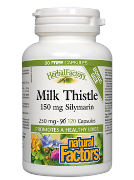 Natural Factors Natural Factors HerbalFactors BONUS Milk Thistle 250mg 150mg Silymarin 120 caps