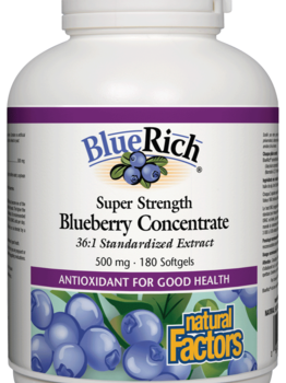 Natural Factors Natural Factors Super Strength Blueberry Concentrate 500 mg 180 softgels