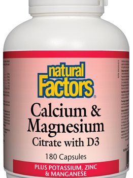 Natural Factors Natural Factors Cal & Mag with Potassium, Zinc & Manganese 180 caps