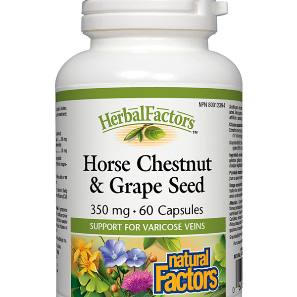 Natural Factors Natural Factors Herbal Factors Horse Chestnut & Grape Seed Extract 350mg 60 caps