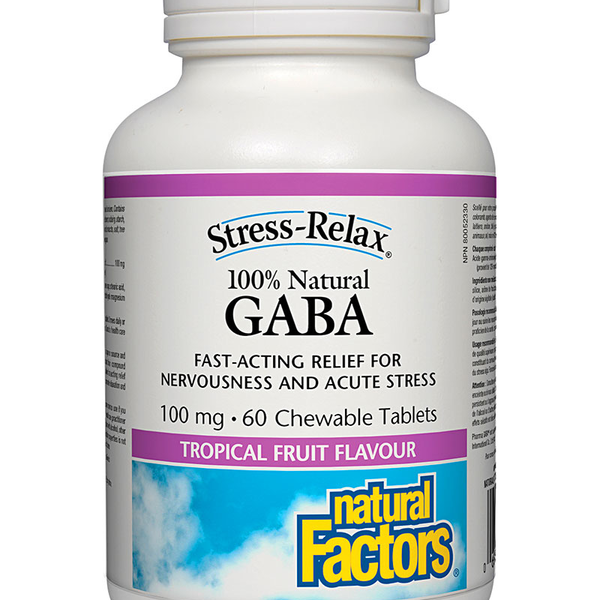 Natural Factors Natural Factors Stress-Relax 100% Natural GABA 100mg 60 chewables