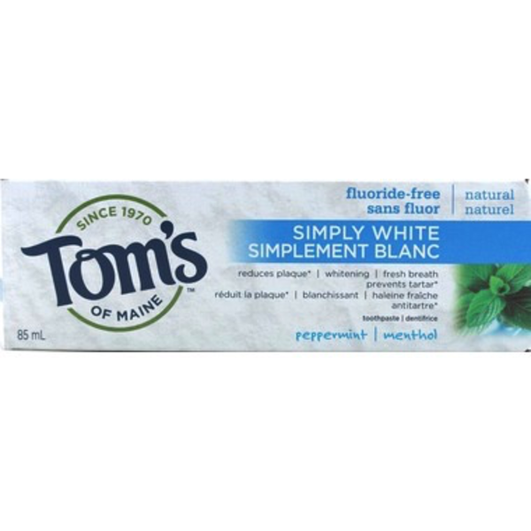 Tom’s of Maine Tom’s Simply White Fluoride-Free Peppermint Toothpaste 85 mL