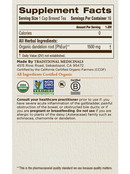 Traditional Medicinals Traditional Medicinals Organic Roasted Dandelion Root Tea 16 tea bags