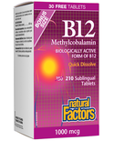 Natural Factors Natural Factors Vitamin B12 Methylcobalamin 1000mcg Bonus 210 tabs