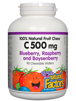 Natural Factors Natural Factors Vitamin C 500mg Blueberry, Raspberry & Boysenberry 90 chewable