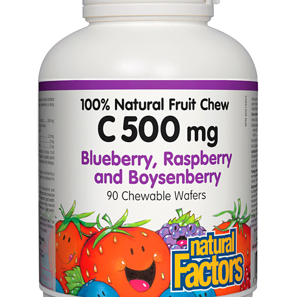 Natural Factors Natural Factors Vitamin C 500mg Blueberry, Raspberry & Boysenberry 90 chewable