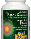 Natural Factors Natural Factors Chewable Papaya Enzymes with Amylase and Bromelain 120 Tablets