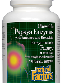 Natural Factors Natural Factors Chewable Papaya Enzymes with Amylase and Bromelain 120 Tablets