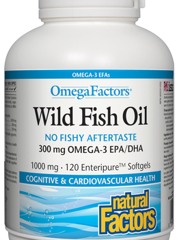 Natural Factors Natural Factors OmegaFactors Wild Fish Oil Enteric-coated 300mg 120 softgels