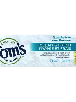 Tom’s of Maine Tom’s Clean Fresh Fluoride-Free Fennel Toothpaste 85 mL