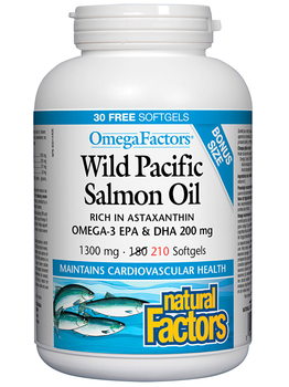 Natural Factors Natural Factors OmegaFactors BONUS Wild Pacific Salmon 1000mg 210 softgels
