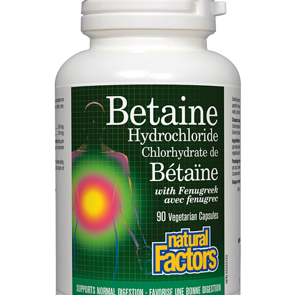 Natural Factors Natural Factors Betaine Hydrochloride 500 mg with Fenugreek 90 vcaps