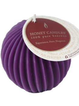 Honey Candles Honey Candles Pure Beeswax Fluted Sphere Violet