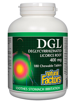 Natural Factors Natural Factors DGL Deglycyrrhizinated Licorice Root 400mg 180 chew