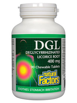 Natural Factors Natural Factors DGL Deglycyrrhizinated Licorice Root 400 mg 90 chew