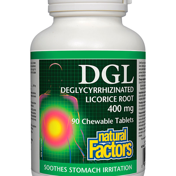 Natural Factors Natural Factors DGL Deglycyrrhizinated Licorice Root 400 mg 90 chew
