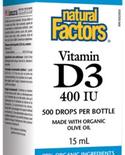 Natural Factors Natural Factors Vitamin D3 Drops for Kids 400 IU 15 ml