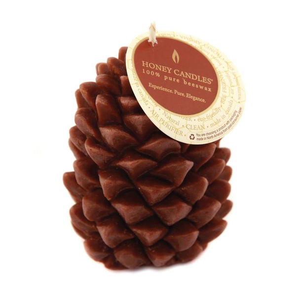 Honey Candles Honey Candles Pure Beeswax Pine Cone Brown