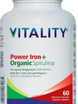 Vitality Vitality Power Iron + Organic Spirulina 60 Vcap