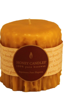 Honey Candles Honey Candles Pure Beeswax Heritage Drip 3” Pillar