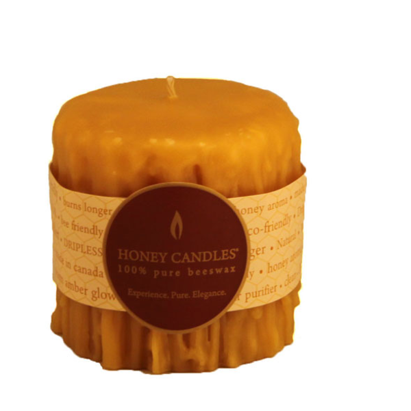 Honey Candles Honey Candles Pure Beeswax Heritage Drip 3” Pillar