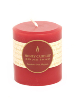 Honey Candles Honey Candles Pure Beeswax 3” Pillar Red