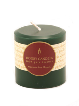 Honey Candles Honey Candles Pure Beeswax 3” Pillar Forest Green