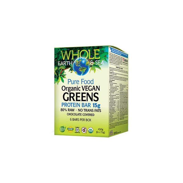 Whole Earth & Sea Whole Earth & Sea Organic Vegan Greens Protein Bar Box 6 X 75g