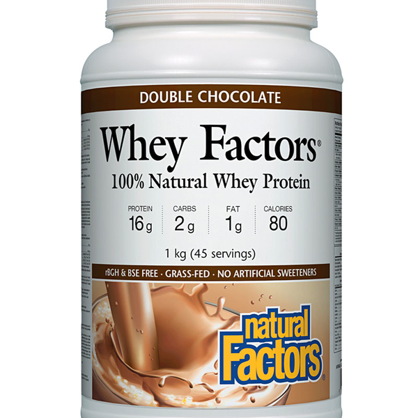 Natural Factors Natural Factors Whey Factors 100% Natural Whey Protein, Double Chocolate 1kg