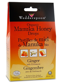 Wedderspoon Wedderspoon Organic Manuka Honey Drops Ginger 120g