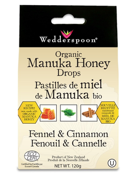 Wedderspoon Wedderspoon Organic Honey Drops with Fennel & Cinnamon 120g