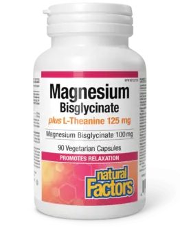 Natural Factors Natural Factors Magnesium Bisglycinate 100mg plus L-Theanine 125mg 90vcaps