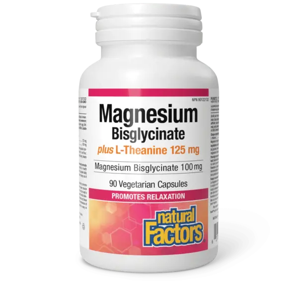 Natural Factors Natural Factors Magnesium Bisglycinate 100mg plus L-Theanine 125mg 90vcaps