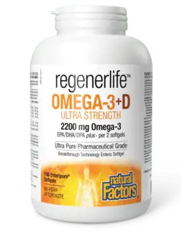 Natural Factors RegenerLife Ultra Strength Omega 3 +D 150 softgels