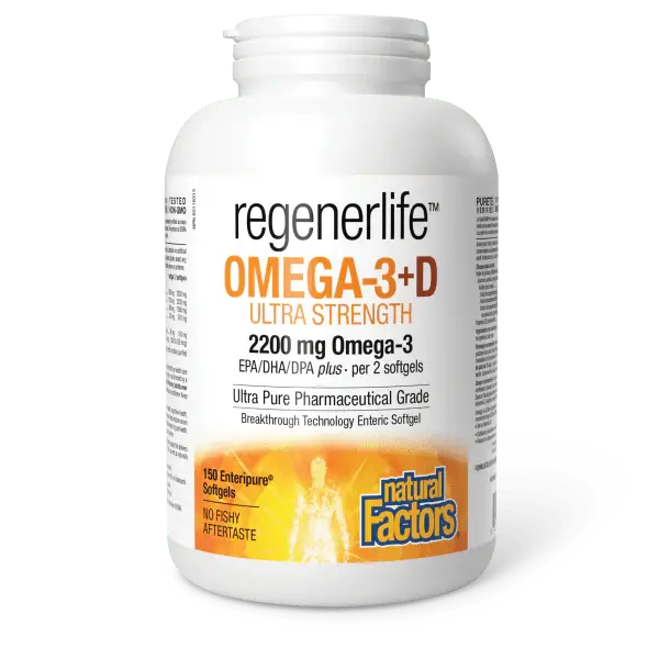 Natural Factors RegenerLife Ultra Strength Omega 3 +D 150 softgels
