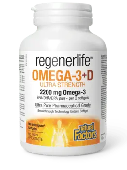 Natural Factors RegenerLife Ultra Strength Omega 3 +D 90 softgels