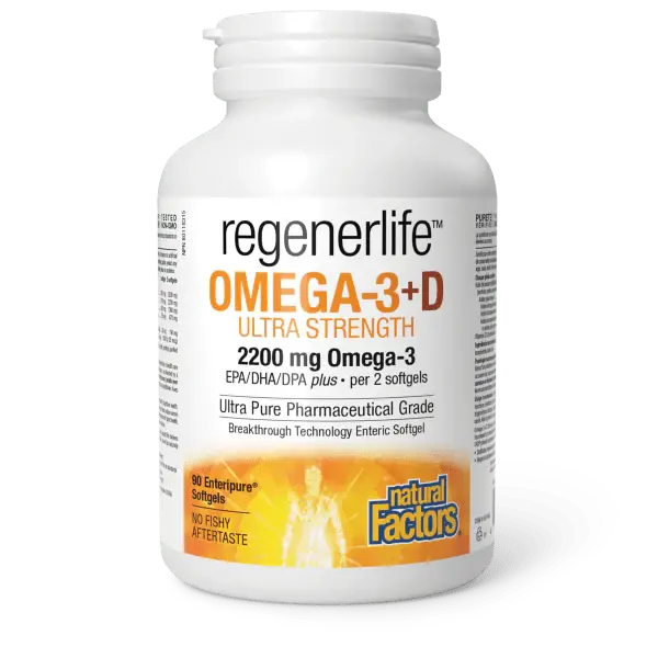 Natural Factors RegenerLife Ultra Strength Omega 3 +D 90 softgels