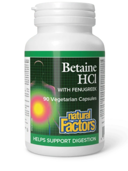 Natural Factors Natural Factors Betaine Hydrochloride 500 mg with Fenugreek 90 vcaps