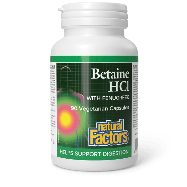 Natural Factors Natural Factors Betaine Hydrochloride 500 mg with Fenugreek 90 vcaps
