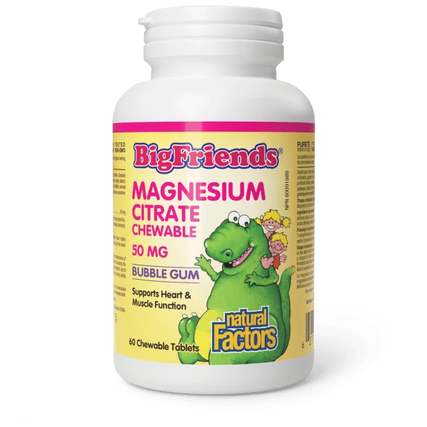 Natural Factors Natural Factors Big Friends Magnesium Bubblegum 50 mg 60 chewable tabs