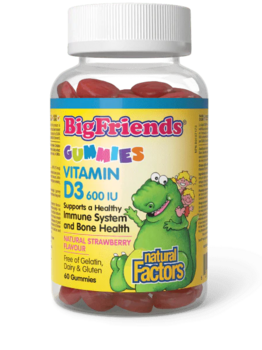 Natural Factors Natural Factors Big Friends Vitamin D Strawberry 600IU 60 Gummies